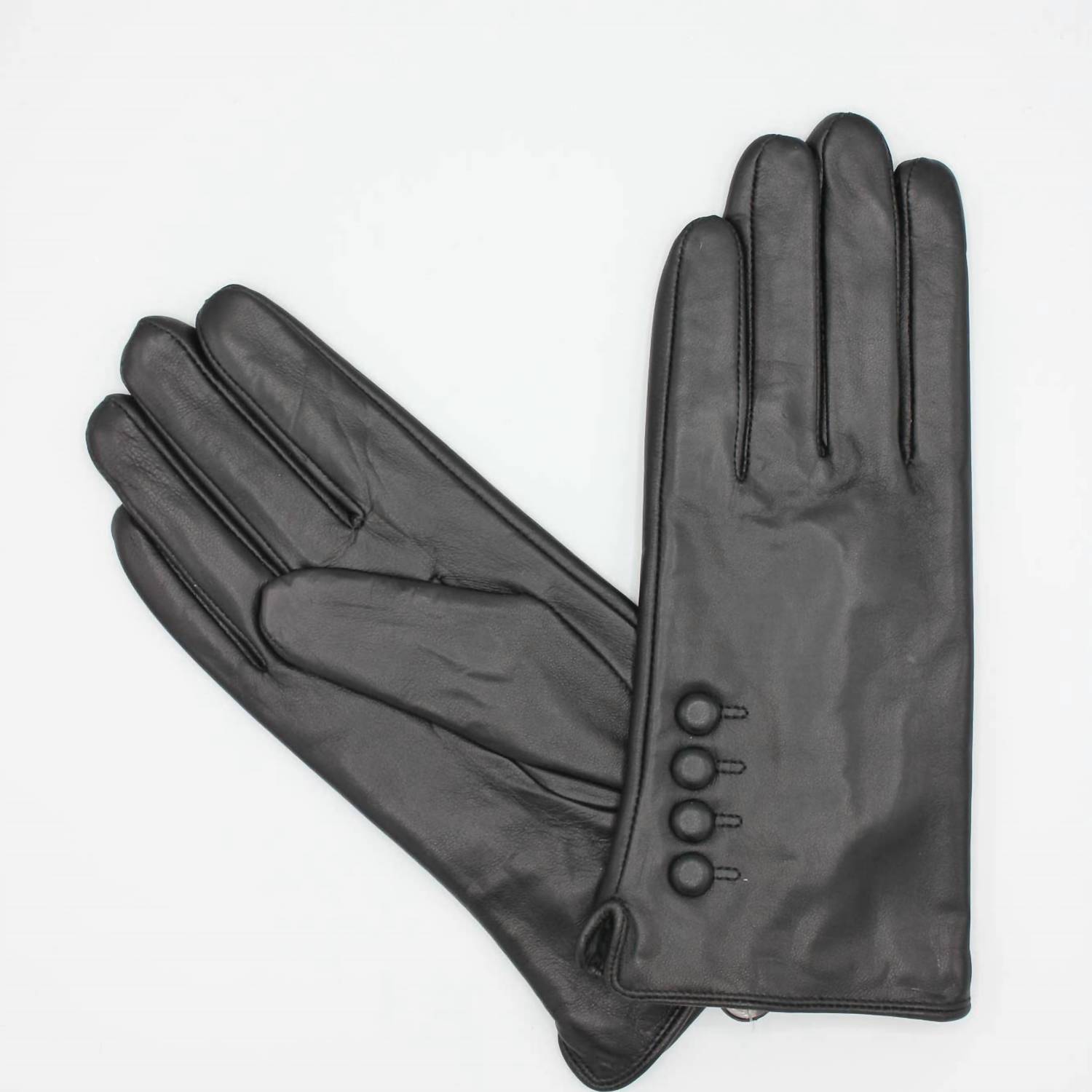 New Hologramme Paris Women's Fleece Lined Leather Gloves In Black